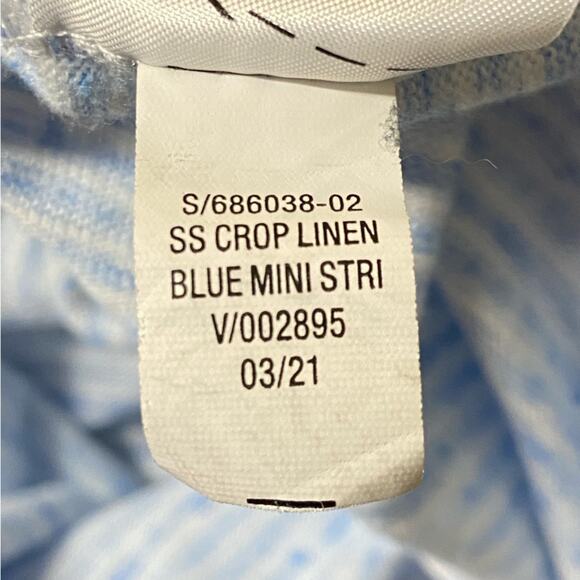 Old Navy Cropped Linen Loose Fit Flutter Sleeve Blue Mini Stripe Women’s Size XL - Picture 7 of 7